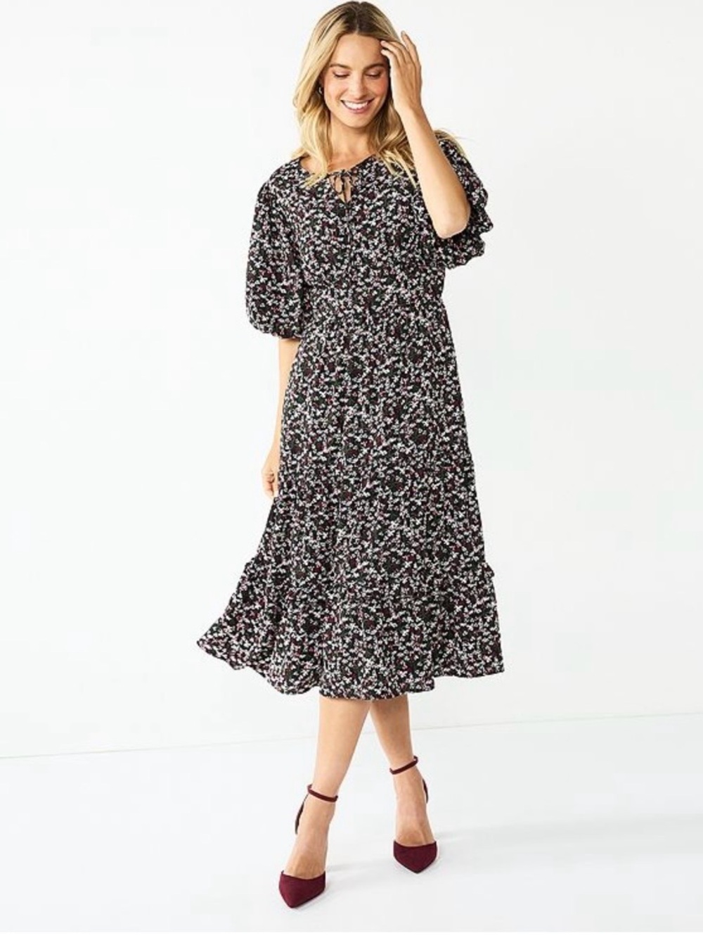 Draper James RSVP floral puff sleeve maxi dress women’s size large